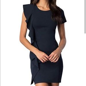 JUNIORS SHORT SLEEVE DRESS WITH RUFFLE